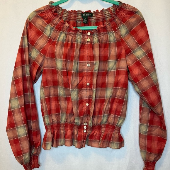 Ralph Lauren Jeans Plaid Blouse - Picture 1 of 6